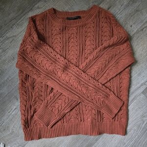 Cyrus Burnt Orange Cable Knit Sweater